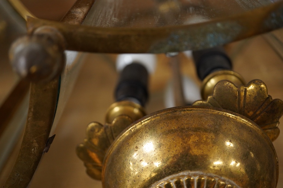 A pair of brass porch / hall lanterns, 50cm high
